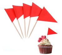 Ymapinc Lot de 100 cure-dents vierges en forme de drapeau rouge pour cupcakes, mini drapeaux de golf, décorations de fête pour les maîtres