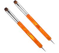 Ymapinc Lot de 2 pinceaux et outils de pointillage pour French Nail Art - Pinceau professionnel de qualité professionnelle pour salon de manucure, stylo à pointiller, taille en #14 et #16, orange