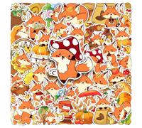 Ymapinc Lot de 50 autocollants imperméables en PVC super mignons - Motif: renard, automne, petit renard, pour scrapbooking, ordinateur portable, voiture, bagages, skateboard