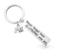 Ymapinc Porte-clés éléphant pour femme, idée cadeau forte pour femme, cadeau de fraternité avec sagesse, force, message porte-bonheur pour marque-page, sac, pochette, Noël, anniversaire (acier