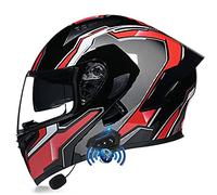 YMCXZDP Casque Bluetooth Modulables pour Moto avec Double Visière pour Scooter, Casque Moto Intégral avec Fonction de Réponse Automatique pour Adultes, Dot/ECE Homologué 7,XL