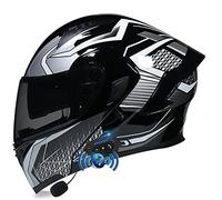 YMCXZDP Casque Bluetooth Modulables pour Moto avec Double Visière pour Scooter, Casque Moto Intégral avec Fonction de Réponse Automatique pour Adultes, Dot/ECE Homologué 9,XXL