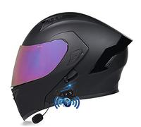 YMCXZDP Casque Bluetooth Modulables pour Moto avec Double Visière pour Scooter, Casque Moto Intégral avec Fonction de Réponse Automatique pour Adultes, Dot/ECE Homologué 15,M