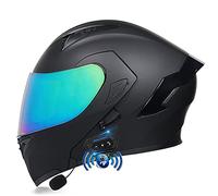 YMCXZDP Casque Bluetooth Modulables pour Moto avec Double Visière pour Scooter, Casque Moto Intégral avec Fonction de Réponse Automatique pour Adultes, Dot/ECE Homologué 13,XXL