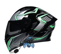 YMCXZDP Casque Bluetooth Modulables pour Moto avec Double Visière pour Scooter, Casque Moto Intégral avec Fonction de Réponse Automatique pour Adultes, Dot/ECE Homologué 2,L