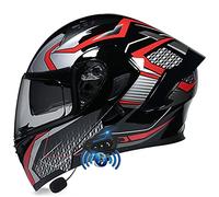 YMCXZDP Casque Bluetooth Modulables pour Moto avec Double Visière pour Scooter, Casque Moto Intégral avec Fonction de Réponse Automatique pour Adultes, Dot/ECE Homologué 6,L