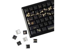 YMDK Dawn Lot complet de 129 touches PBT Dye Sub Cherry Profile pour clavier mécanique MX 108 104 87 61 Noir Doré