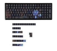YMDK Lot de 132 touches bleues pivoines avec profil Cherry Double Shot rétroéclairé brillant à travers PBT pour clavier mécanique MX