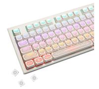 YMDK Lot de 136 touches sur le thème de la pierre œil de chat - Profil max, brillance PBT + PC, compatible avec claviers mécaniques MX 60 %/75 %/87/96/104/108 (136 œil de chat blanc)