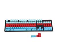 YMDK Lot de 2 touches bleues blanches et rouges, 104 87 61 touches imprimées sur le côté - Profil OEM épais pour clavier mécanique MX Standard 104 TKL 61 (touches uniquement)