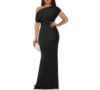 YMDUCH Robe de soirée Longue et Moulante, sans Manches, Encolure asymétrique, pour Femme, Noir, XX-Large