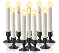 Yme Lot de 10 bougies LED avec capteur crépusculaire - Bougies électriques sans flamme vacillantes avec bougeoir pour fenêtre, table, Halloween, Noël, décoration de fête