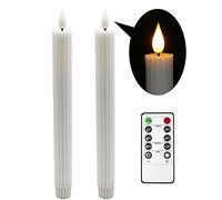 Yme Lot de 2 bougies LED avec minuterie et télécommande, bougies électriques en cire véritable avec lumière blanche chaude vacillante/stable pour bougeoirs, Halloween, mariage, décoration d'intérieur