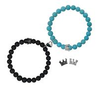 Ymeeaa Bracelets pour couples King & Queen Crown pour elle et lui - Bracelets assortis en forme de cœur - Cadeaux de relation longue distance pour petit ami et petite amie pour un anniversaire de