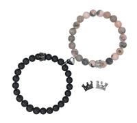 Ymeeaa Bracelets pour couples King & Queen Crown pour elle et lui - Bracelets assortis en forme de cœur - Cadeaux de relation longue distance pour petit ami et petite amie pour un anniversaire de