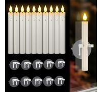 Ymenow Lot de 10 bougies à LED avec capteur crépusculaire - Bougies électriques avec capteur de lumière Dusk to Dawn et ventouses - Bougies sans flamme pour Halloween, fenêtre, cheminée, décoration de