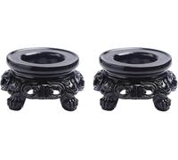 Ymhapp Lot de 2 présentoirs en bois noir pour sphère de cristal, support de boule de quartz, base en bois creux pour boule de cristal, globe de pierre, décoration sur piédestaux