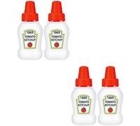 Ymhapp Lot de 4 mini bouteilles de ketchup pour accessoires de boîte à bento - Bouteilles à condiments vides en plastique pour vinaigrette à la tomate, ketchup, condiments, sauces et sirop (25 ml)
