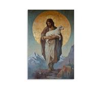 YMHDJYH Peinture murale chrétienne - Bon berger Jésus portant l'agneau perdu - Décoration murale moderne à suspendre - 30 x 45 cm