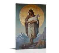 YMHDJYH Peinture murale chrétienne - Bon berger Jésus portant l'agneau perdu - Décoration murale moderne à suspendre - 20 x 30 cm