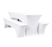 YMHPRIDE 1 Ensembles de Housses et nappes de Banc de bière Blanches, Largeur de Table de 70 cm, Ensembles de tentes à bière 220 x 70 x 70 cm pour Meubles de Jardin de Banquet de Jardin. (3 Paquets)