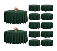 YMHPRIDE 12 Packs de nappes rondes vert chasseur de 305 cm, en tissu polyester lavable pour mariage, banquet, fêtes, dîner de vacances, décoration de table, vert chasseur