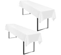 YMHPRIDE Lot de 2 Nappes Blanche Rectangulaire 110 x 260 cm Nappe de Table en Polyester, Anti-Rides Lavable en Machine, pour Table à Bière/Table Pliante, Mariage, Anniversaire, Fête & Banquet