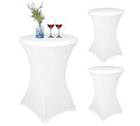 YMHPRIDE Lot de 3 Housses de Table Haute Extensibles Blanches Ø 70-75 cm, Renfort au Pied, Lavable à 40°C, Antidérapantes & sans Repassage, Housses de Table de Bar & Bistrot (70×110cm, Blanc)