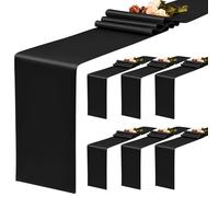 YMHPRIDE Lot de 6 chemins de Table Noirs en Satin, 30 x 182 cm de Long, Chemin de Table en Soie pour fête de Mariage, Anniversaire, Banquet, décoration de Table - Noir