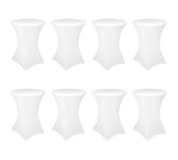 YMHPRIDE Lot de 8 Housses de Table Haute Extensibles Blanches Ø 70-75 cm, Renfort au Pied, Lavable à 40°C, Antidérapantes & sans Repassage, Housses de Table de Bar & Bistrot (70×110cm, Blanc)