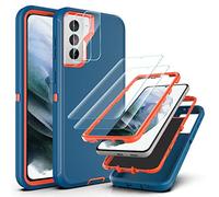 YmhxcY for Galaxy S21 Plus Case with Self Healing Flexible TPU Film[2 Pack] and Camera Lens Screen Protective Film[2 Pack],Heavy Protection Cover for Samsung Galaxy S21 Plus-Blue/Orange