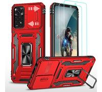 YmhxcY Lot de 2 coques de protection pour Xiaomi Redmi Note 11/Xiaomi Redmi Note 11S - Membrane anti-explosion - Étui de protection militaire standard - Rabat pour appareil photo - Support métallique