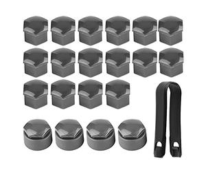 Ymiko 20 Pcs Universel 17mm Écrou de Roue Couvercle Central Boulon Capuchons Couverture De Voiture Capuchons De avec Extracteur pour Couvre Écrou De Roue(Gris)