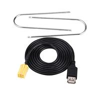 Ymiko Câble Adaptateur USB Mini-ISO, Prise de connecteur de Voiture Mini-ISO 6Pin câble Adaptateur Noir USB en Plastique métal Compatible avec Grande Punto