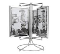 Ymiko Cadre Photo Rotatif 4x6 Pouces Acier Inoxydable et Verre 8 Emplacements Style Vintage 27 5x27cm pour Maison Bureau Restaurant