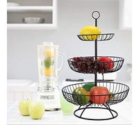 Ymiko Support à légumes de moderne à 3 niveaux en métal plat de fruits assiette serveur panier de rangement plateau vaisselle pour décoration de salon domestique(Noir)