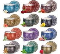 YMing Bougies D'Aromathérapie Cadeau, Lot de 12 en Cire de Soja Parfumée Naturelle Jusqu'à 240 Heures de Combustion