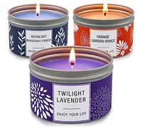 YMING Bougies parfumées, Durée jusqu'à 100 heures, coffret cadeau de bougies en pot de soja hautement parfumées - 3 paquets de 4,6 oz, lavande | Fleur d'oranger | Bougie acajou