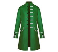 YMING Costume Steampunk Veste Gothique Vintage Veste De Cérémonie Manteau Victorien Renaissance Médiéval Pur Vert L