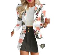 YMING Ensembles 2 Pièces Pour Femmes Blazer À Boutons Et Manches Longues Et Jupe Courte À Bouton Avec Imprimé Floral Blanc Noir L