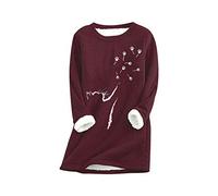 YMING Femme Imitation Poil d'agneau Pullover Chat Patte Sweat Pull À Manches Longues Hiver Chaud TopsMZ-Bordeaux L