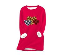 YMING Femme Peluche Pull Toison Doublé Sweatshirts Hiver Chaud Manches Longues Pulls Soft Loungewear Rouge XL