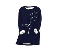 YMING Femme Pull en Poils d'agneau Imitation Hiver Pulls Chauds Chat Pattes Pulls à Manches Longues MZ-Bleu Marine L