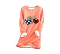 YMING Femme Pull Manches Longues Sweat Coeur Imitation Poil d'agneau Pull Pastèque Rouge M
