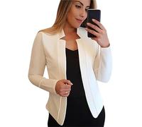 YMING Femmes Blazer Bureau Affaires Cardigan Léger sans Bouton Jacket Elégante Ample Blanc XL