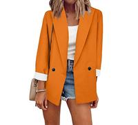 YMING Femmes Blazers Décontractés Blazers à Manches Longues Bouton Slim Fit Work Office Blazer Rever Jacket Orange 3XL