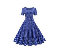 YMING Femmes Élégant Audrey Hepburn Robe Wappoint Tea Party Robe Tea Party Vintage Robe Bleu L