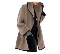 YMING Femmes Elegant Basic Veste À Capuche Manches Longues Col Châle Classique Loose Cardigan Couleur Kaki XL