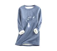 YMING Femmes Épaissie Pull Décontracté Chaud Sherpa Sweat À Manches Longues Pull Bleu XXL