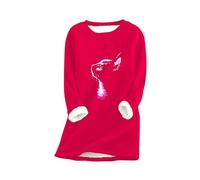 YMING Femmes Hiver Casual Sherpa Polaire Pull À Manches Longues Sweat Doublure Chaude Épaissie Sweat Rouge XL